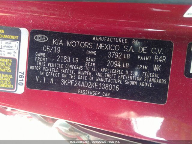 3KPF24AD2KE138016 KIA Forte Lxs