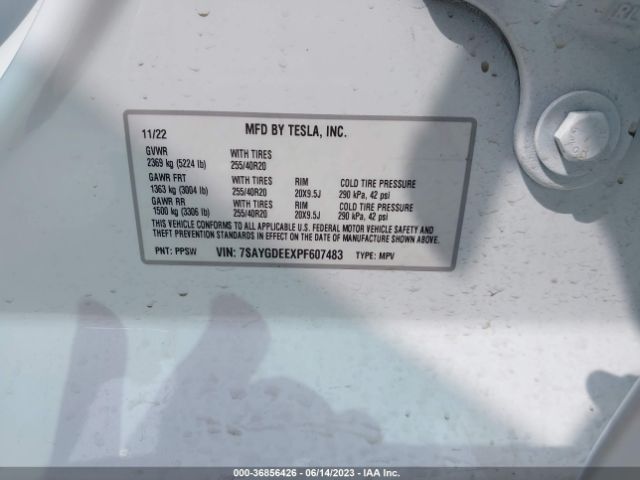 7SAYGDEEXPF607483 Tesla Model Y Long Range
