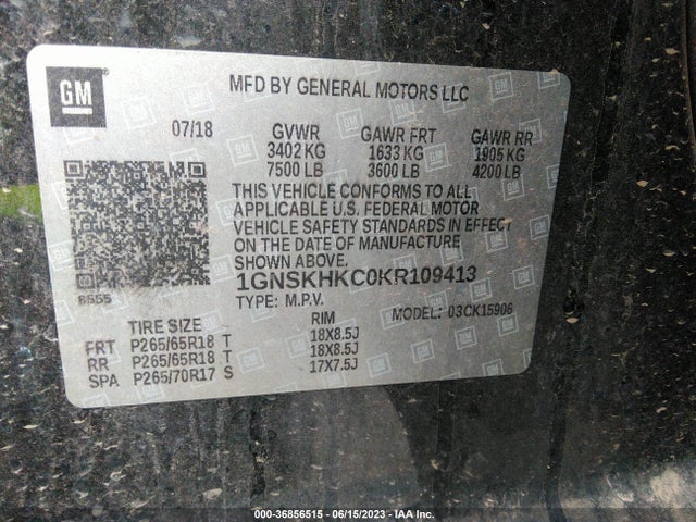 Chevrolet Suburban Lt 2019 1GNSKHKC0KR109413 Image 9