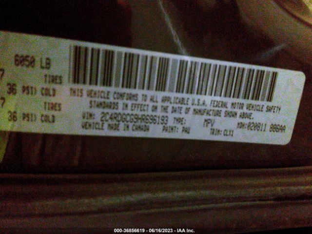 2C4RDGCG9HR696193 Dodge Grand Caravan Sxt