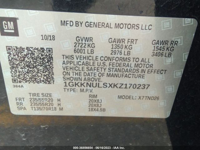 1GKKNULSXKZ170237 GMC ACADIA SLT