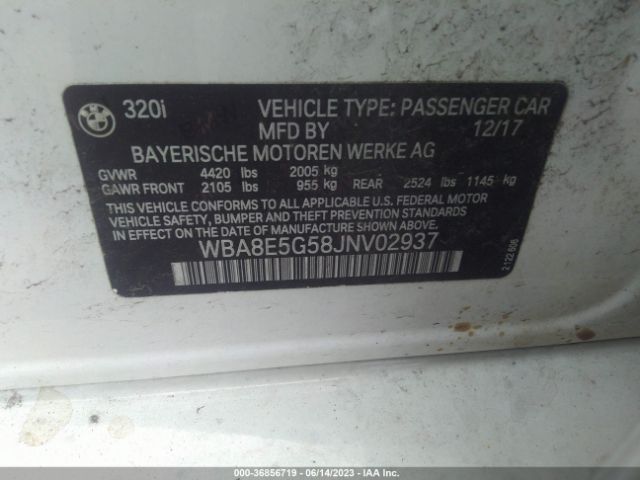 WBA8E5G58JNV02937 BMW 3 Series 320i Xdrive