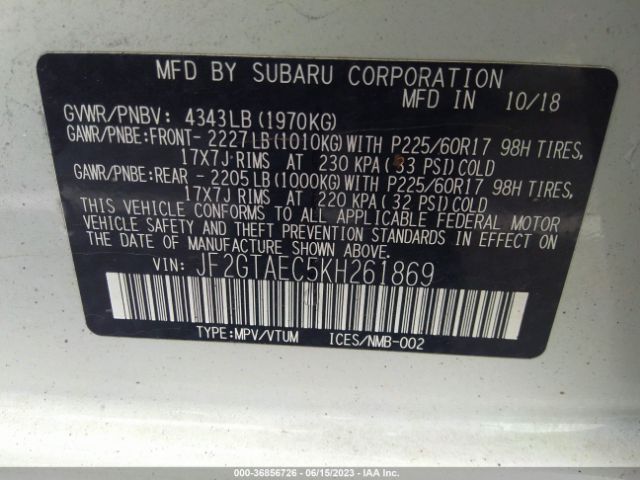 JF2GTAEC5KH261869 Subaru Crosstrek Premium