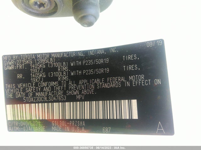 Toyota SIENNA SE 2020 5TDXZ3DC9LS047653 Image 15