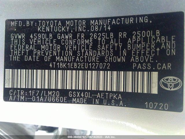 Toyota AVALON LIMITED 2014 4T1BK1EB2EU127072 Image 15