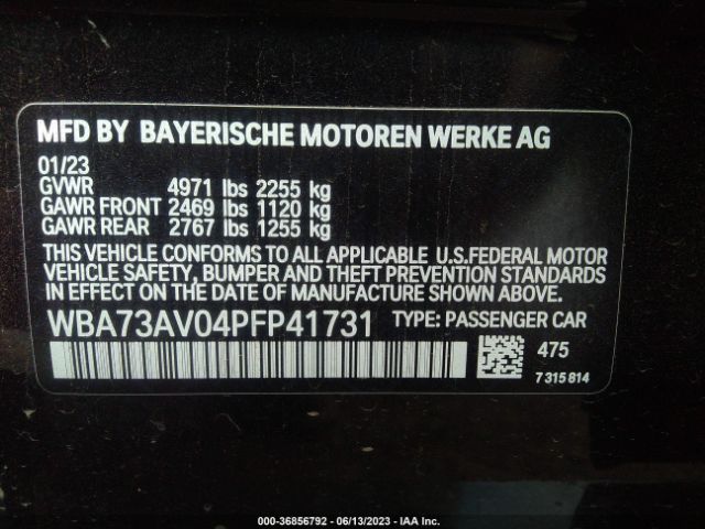 WBA73AV04PFP41731 BMW 4 Series 430i Xdrive
