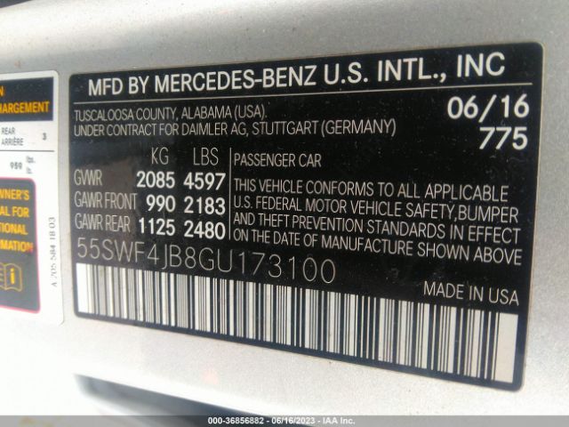 55SWF4JB8GU173100 Mercedes-Benz C-class C 300