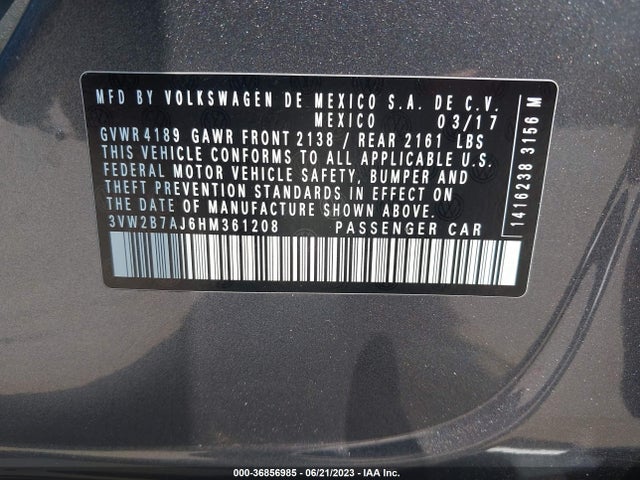 3VW2B7AJ6HM361208 Volkswagen Jetta 1.4t S