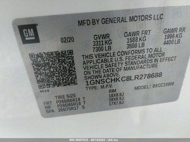 Chevrolet Suburban Lt 2020 1GNSCHKC8LR278688 Image 9