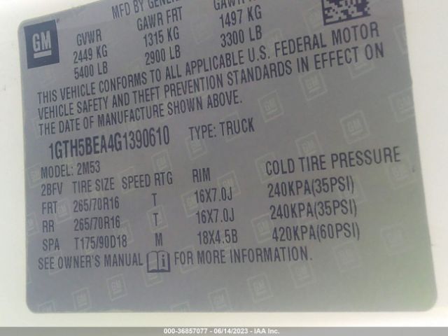 1GTH5BEA4G1390610 GMC Canyon 2wd