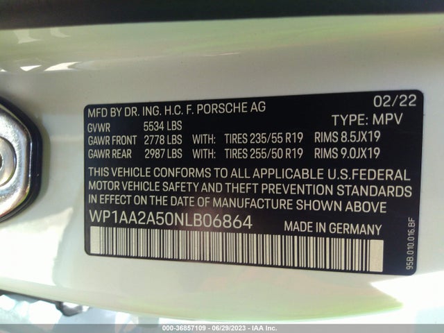 2022 Porsche Macan, VIN: WP1AA2A50NLB06864