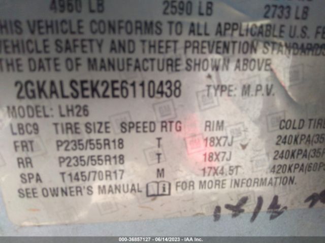 2GKALSEK2E6110438 GMC Terrain Slt