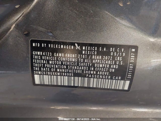 3VWC57BUXKM196985 Volkswagen Jetta S/se/r-line