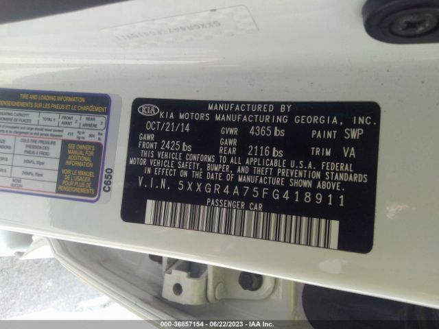 5XXGR4A75FG418911 KIA OPTIMA SX
