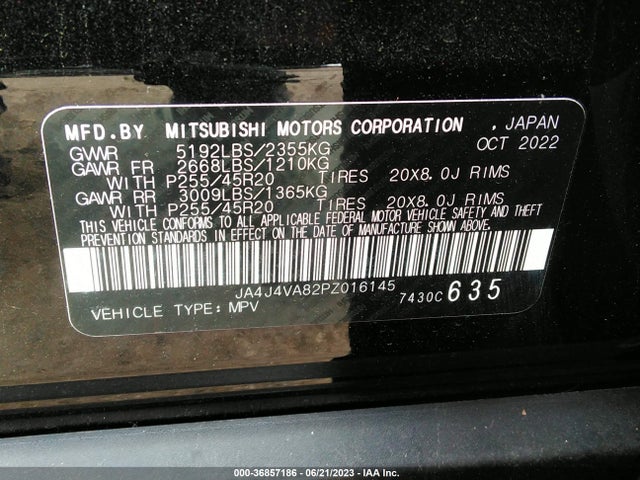 JA4J4VA82PZ016145 Mitsubishi Outlander Sel