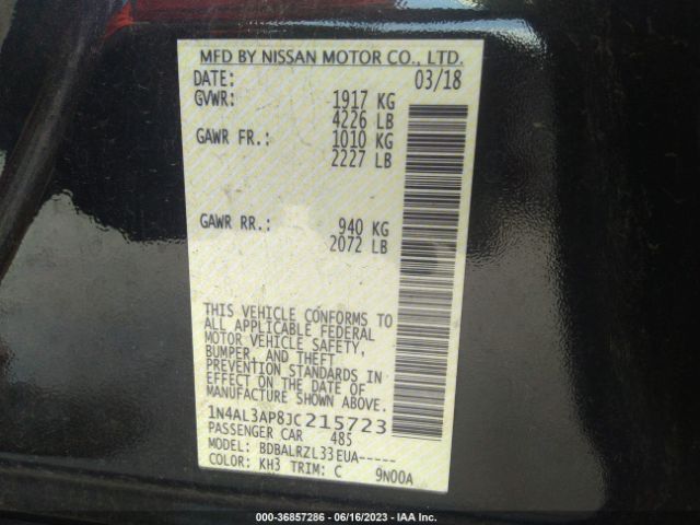 1N4AL3AP8JC215723 Nissan Altima 2.5 Sl