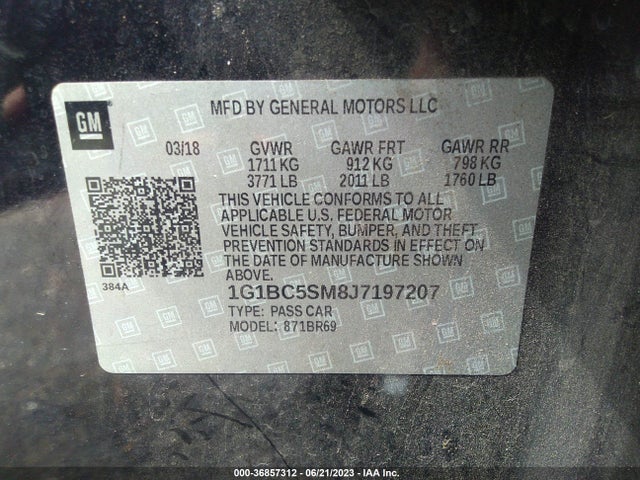 Chevrolet CRUZE LS 2018 1G1BC5SM8J7197207 Image 9