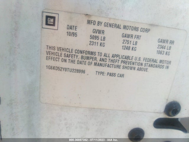 1996 CADILLAC DEVILLE 1G6KD52Y0TU228996 Photo 8