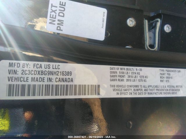 2C3CDXBG9NH216389 Dodge Charger Sxt