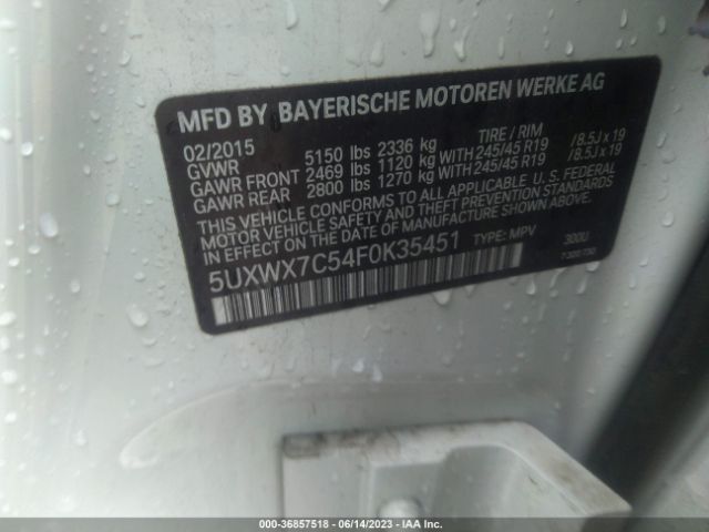 5UXWX7C54F0K35451 BMW X3 Xdrive35i