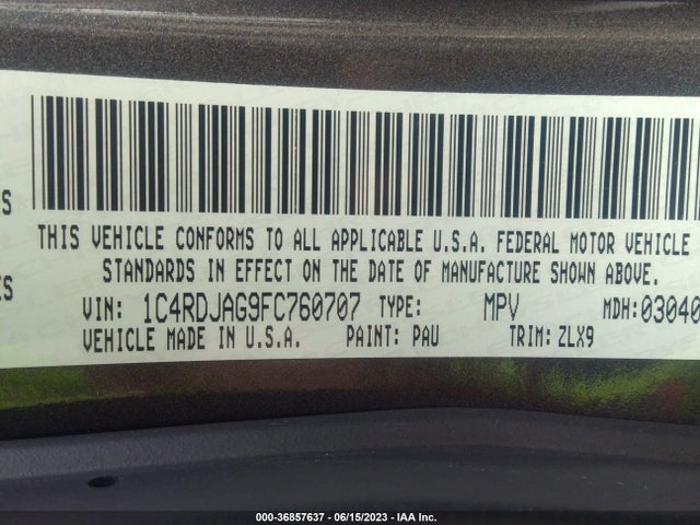 Dodge Durango Sxt 2015 1C4RDJAG9FC760707 Image 9