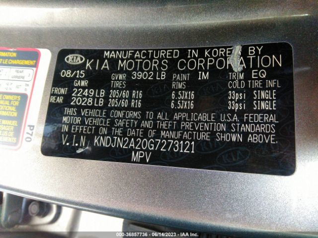 KNDJN2A20G7273121 KIA Soul Base
