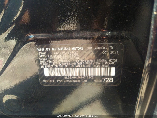 ML32AUHJ9MH013902 Mitsubishi Mirage Es/le/carbonite Edition