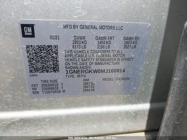 Chevrolet Traverse Lt Cloth 2021 1GNERGKW0MJ160814 Image 9