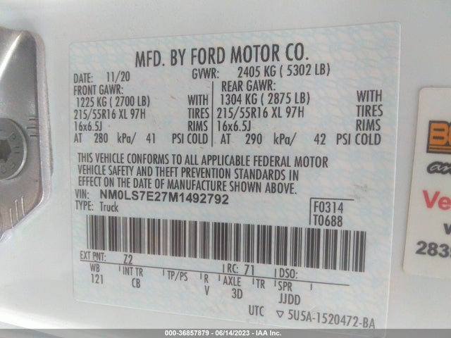 Ford Transit Connect Van Xl 2021 NM0LS7E27M1492792 Image 16