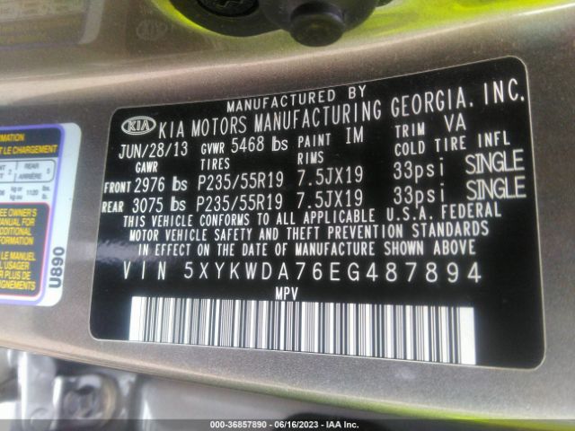 5XYKWDA76EG487894 KIA Sorento Sx Limited