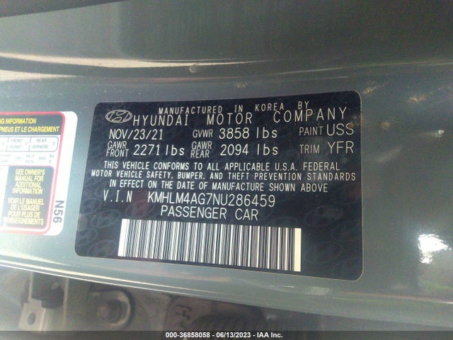 Hyundai ELANTRA SEL 2022 KMHLM4AG7NU286459 Image 9