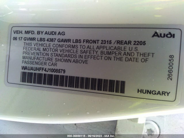WAUAUHFF4J1008579 Audi A3 Sedan Premium/tech Premium