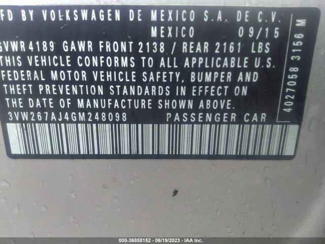 3VW267AJ4GM248098 Volkswagen Jetta Sedan 1.4t S