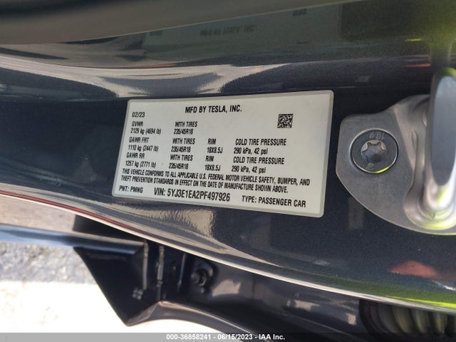 Tesla MODEL 3 2023 5YJ3E1EA2PF497926 Image 9