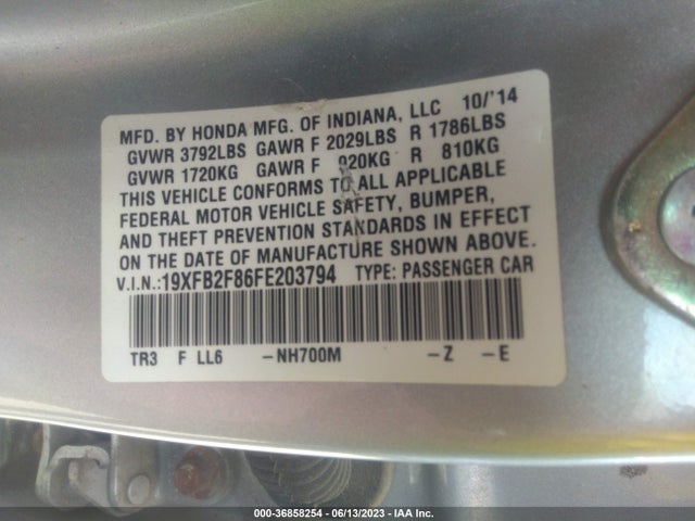 Honda Civic Sedan Ex 2015 19XFB2F86FE203794 Image 9
