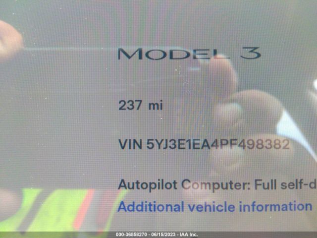 5YJ3E1EA4PF498382 Tesla MODEL 3