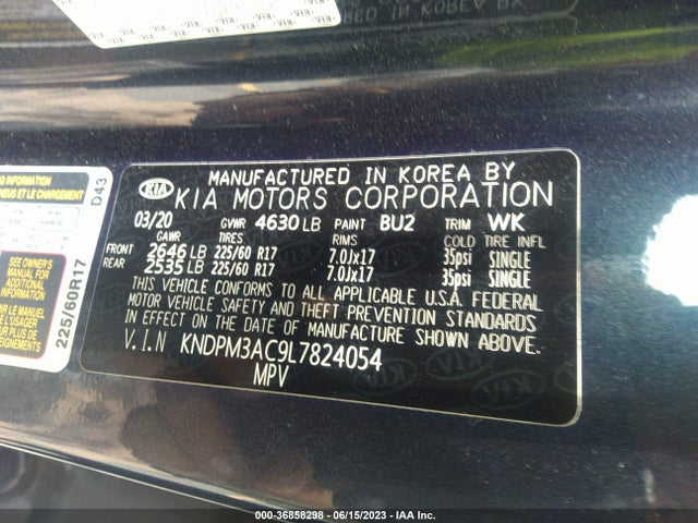 2020 KIA SPORTAGE LX VIN: KNDPM3AC9L7824054