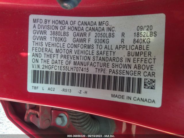 2HGFC1E55LH707415 Honda CIVIC SI SEDAN