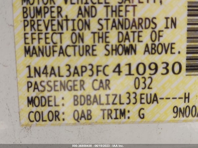 Nissan Altima 2.5 Sv 2015 1N4AL3AP3FC410930 Image 15