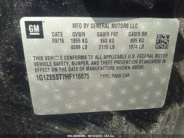Chevrolet MALIBU 1LT 2017 1G1ZE5ST7HF116875 Image 9