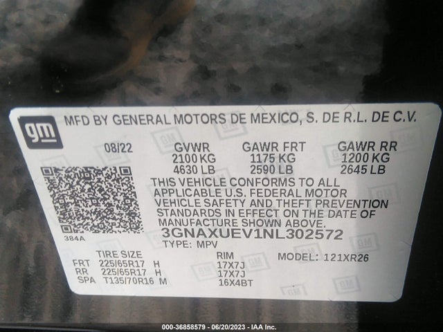 Chevrolet EQUINOX LT 2022 3GNAXUEV1NL302572 Image 9