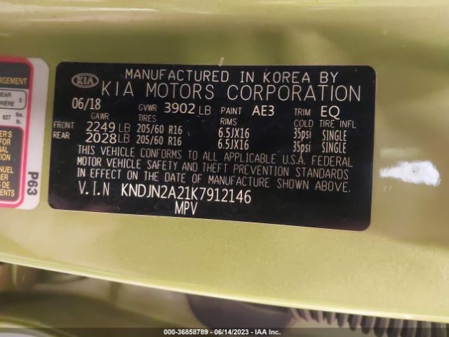 KNDJN2A21K7912146 KIA Soul Base