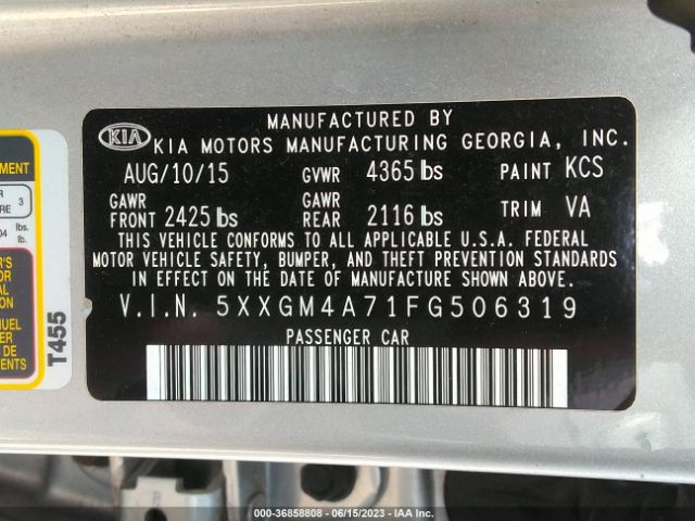 5XXGM4A71FG506319 KIA Optima Lx