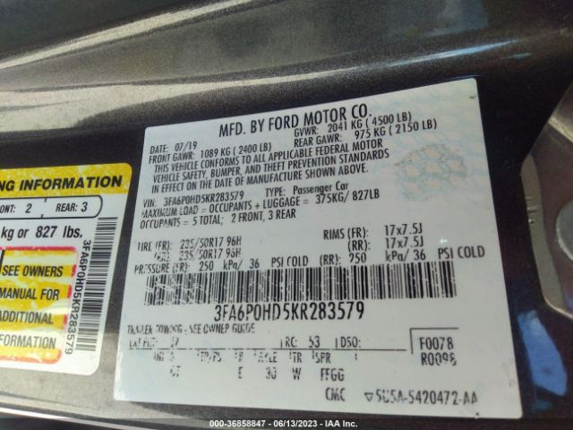 3FA6P0HD5KR283579 Ford FUSION SE