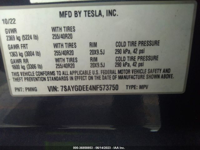 7SAYGDEE4NF573750 Tesla Model Y Long Range