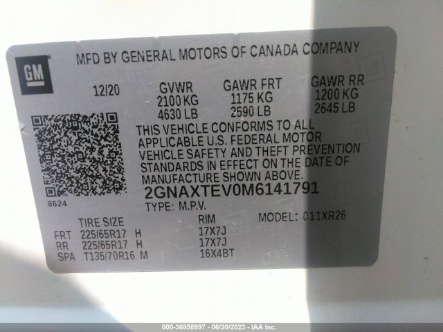 Chevrolet Equinox Awd 2fl 2021 2GNAXTEV0M6141791 Image 9