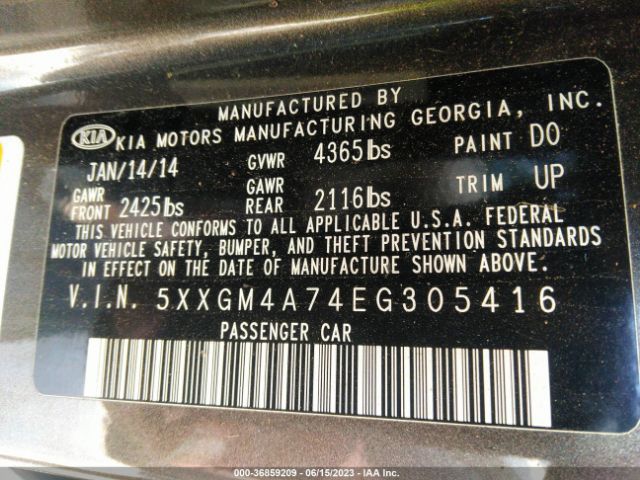 5XXGM4A74EG305416 KIA Optima Lx