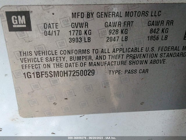 Chevrolet Cruze Premier 2017 1G1BF5SM0H7250029 Image 9
