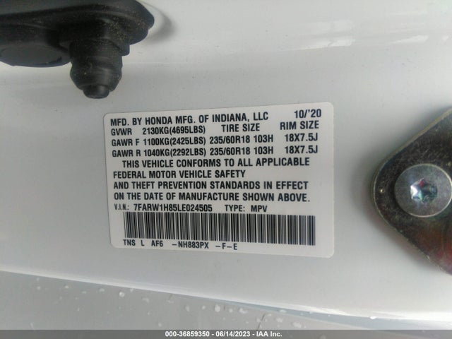 Honda Cr-v Ex-l 2020 7FARW1H85LE024505 Image 9