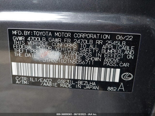 JTHGZ1B21N5056711 Lexus Is Is 350 F Sport